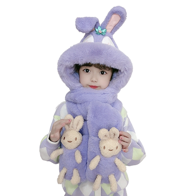 图兰蜜女宝宝护耳毛绒帽冬季户外