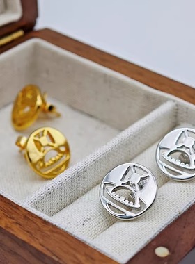 时尚个性 圆型光面空心齿齿 土星耳环--A8331