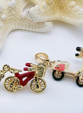 时尚可爱 金红单车 白色摩托车 吊坠--J8008-J8104