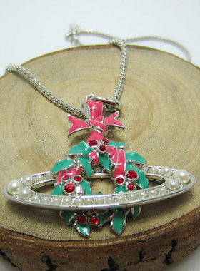 土星珍珠星环绿色项链花环