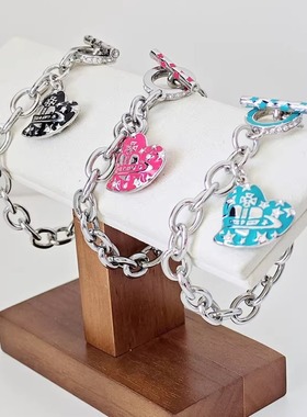 时尚个性 银粉蓝黑 满天星心心土星手链--C825-26-27