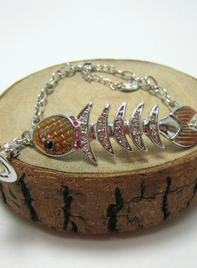 西太后橙红色鱼骨土星手链