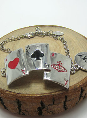 红心梅花三A扑克牌土星手链