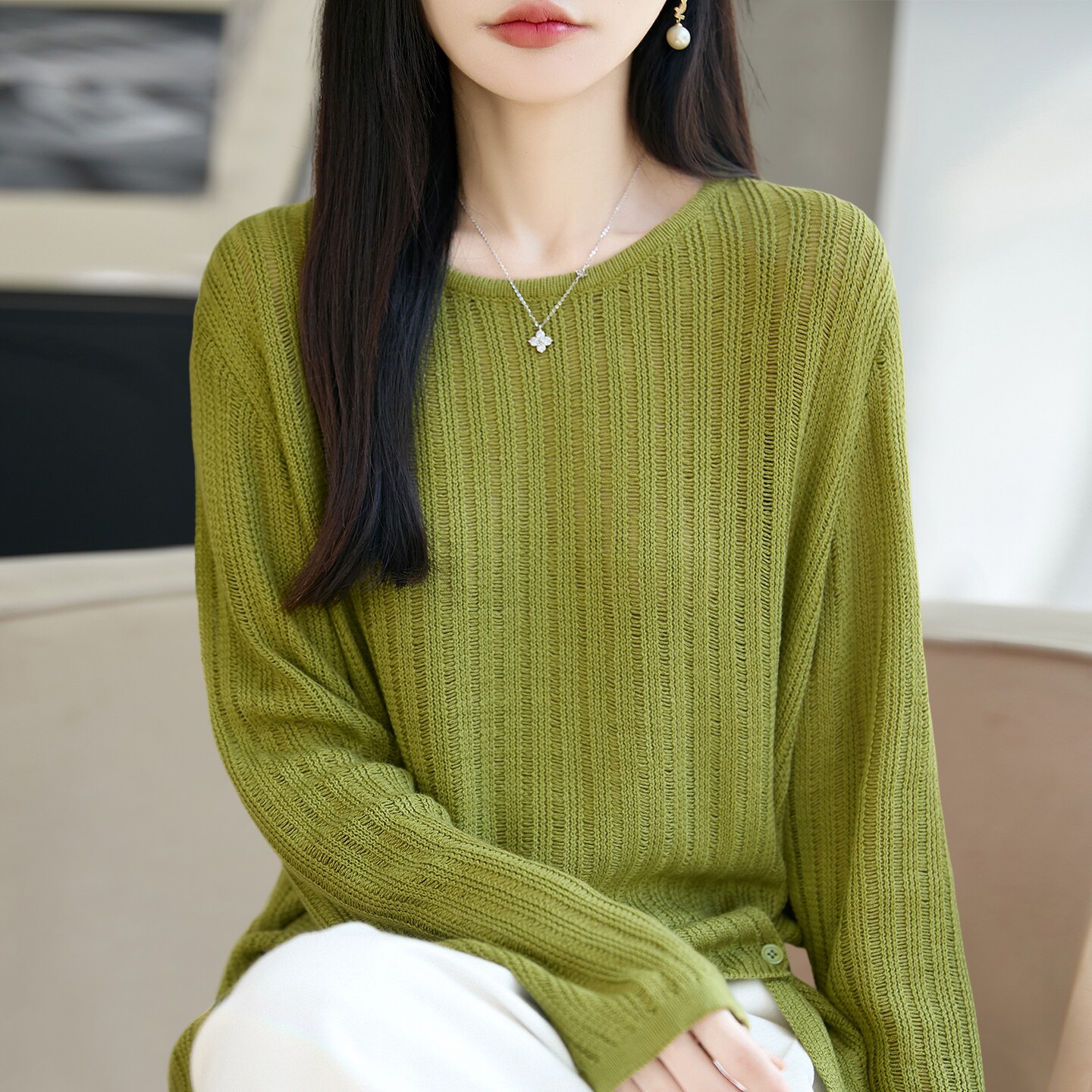 2026新款纯色秋季大码针织打底衫女洋气中老年女装上衣秋冬毛衣