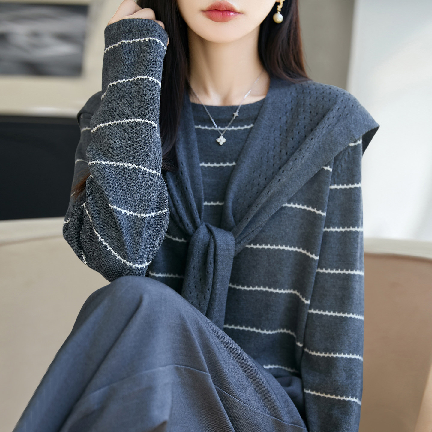 2026新款披肩秋季大码针织打底衫女洋气中老年女装上衣秋冬毛衣