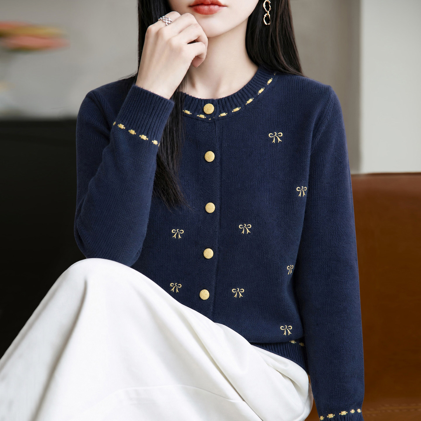 春秋大码外搭羊毛针织开衫女20毛针织衫