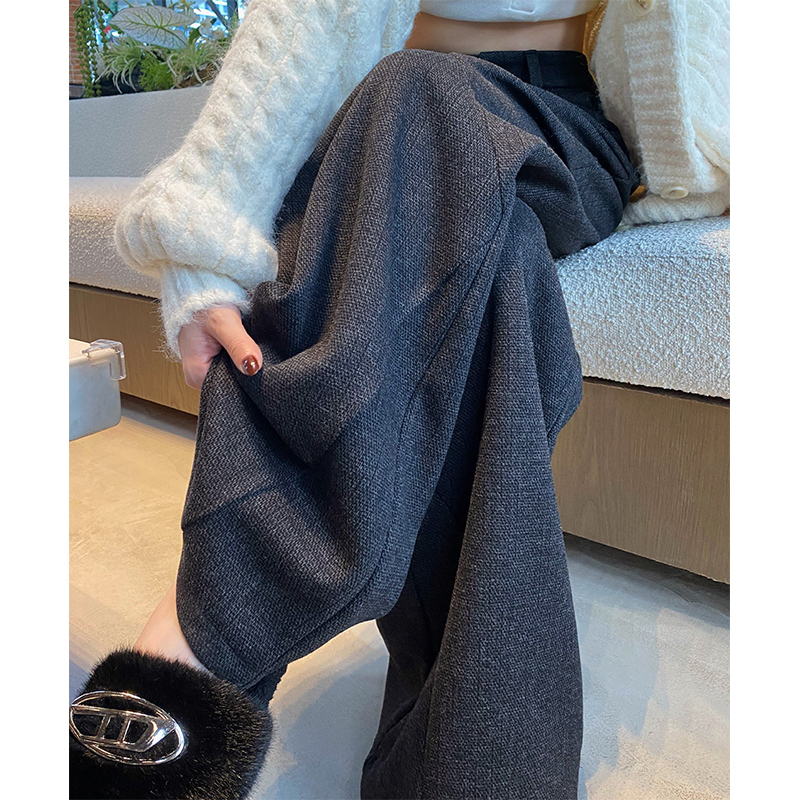 镰刀裤2024新款秋冬加绒加厚羊毛窄版阔腿裤