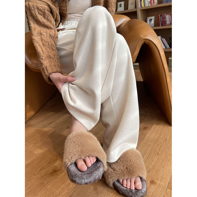 高腰通勤花约季长裤仿羊绒糯米裤