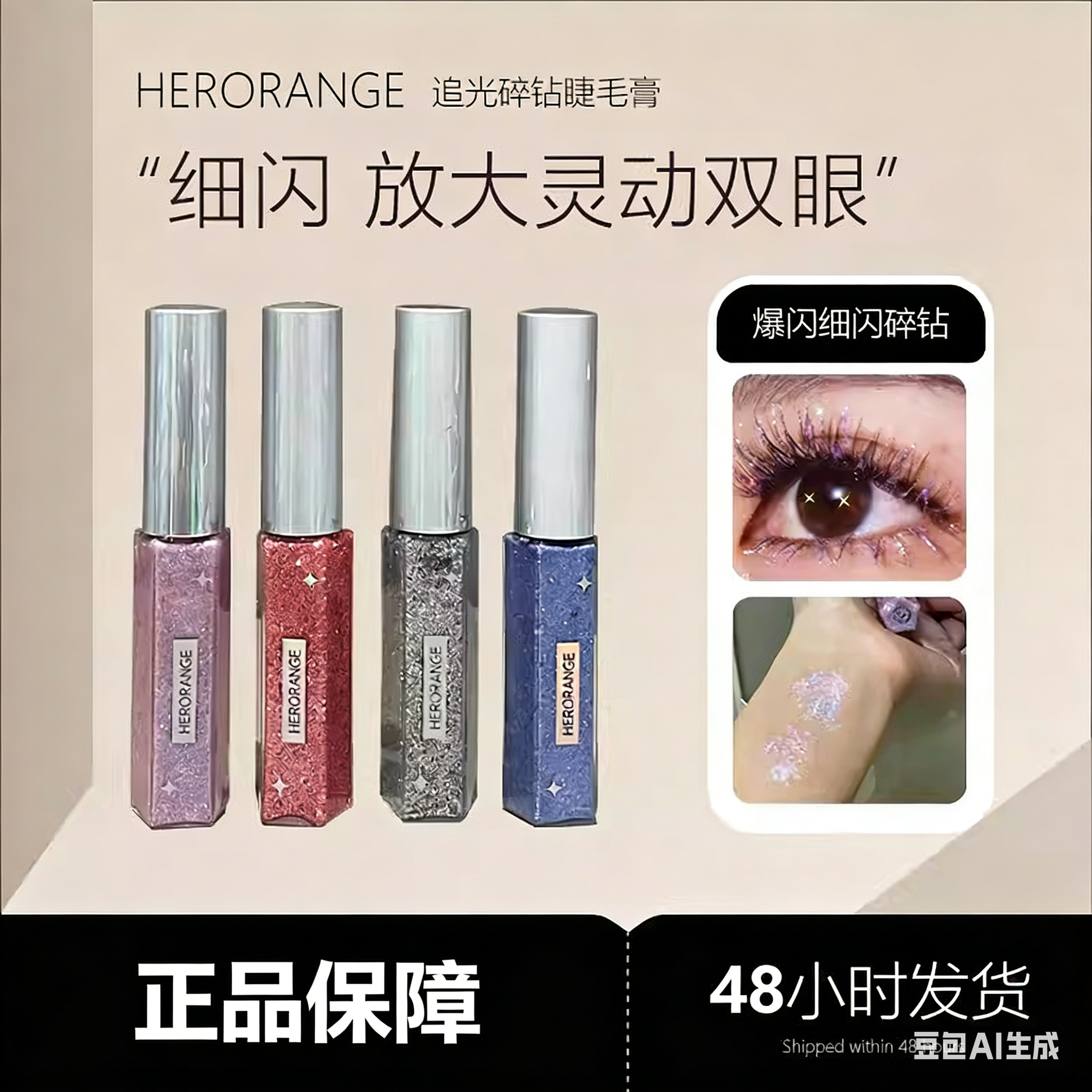 眼前一亮闪耀碎钻睫毛膏放电的眼睛亮片防汗亮晶晶仙女落泪眼影液