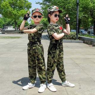 儿童迷彩服套装夏季中小学生短袖夏令营服男女童迷彩服军训演出服