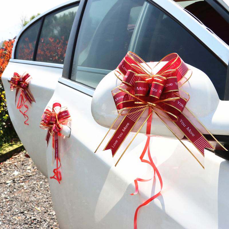 网纱大拉花婚车装饰拉花彩带车门大号雪纺抽花蝴蝶结婚房装饰用品
