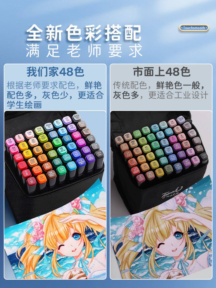 马克笔48色套装美术生专用36色24色小学生60/80色漫画双头油性速