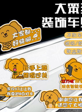 大笨狗车贴磁吸实习期新手上路创意汽车装饰贴纸搞笑趣味文字贴