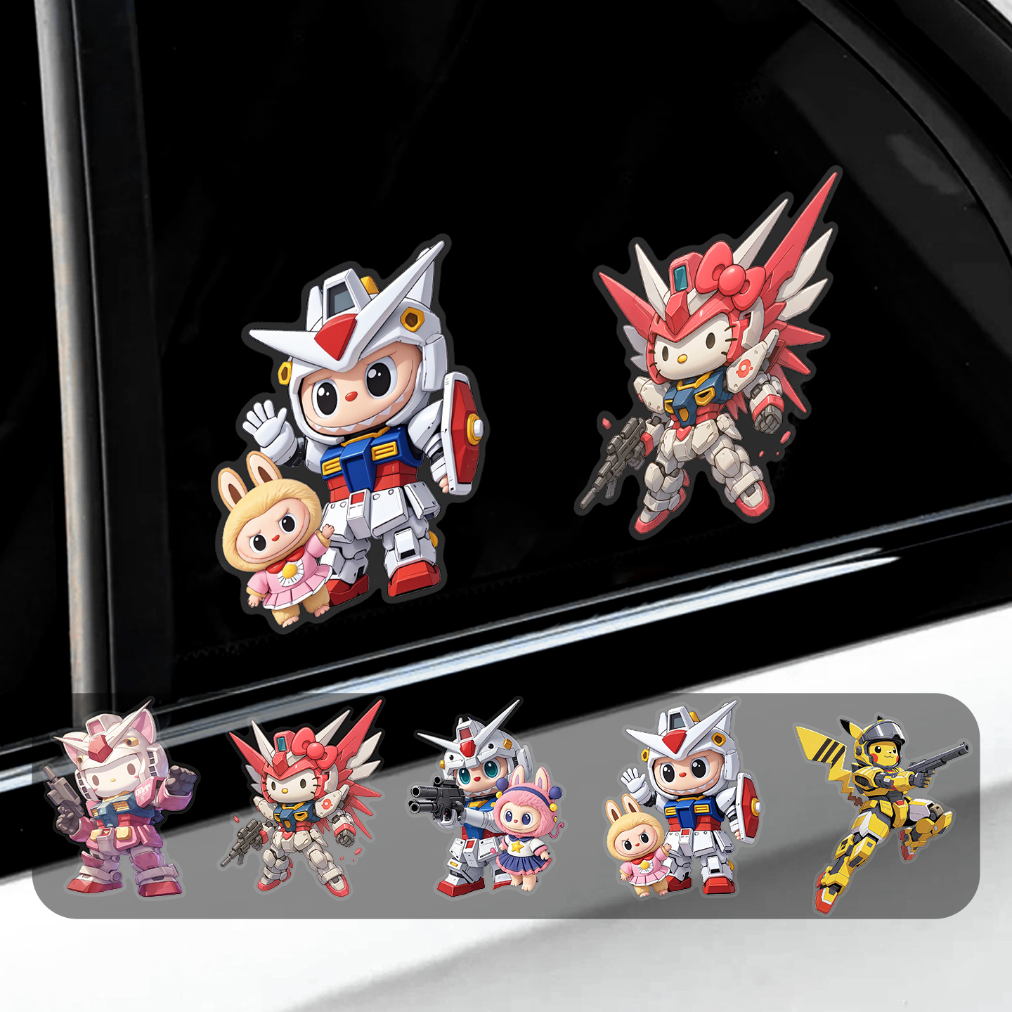 穿上高达机甲的labubu装饰车贴