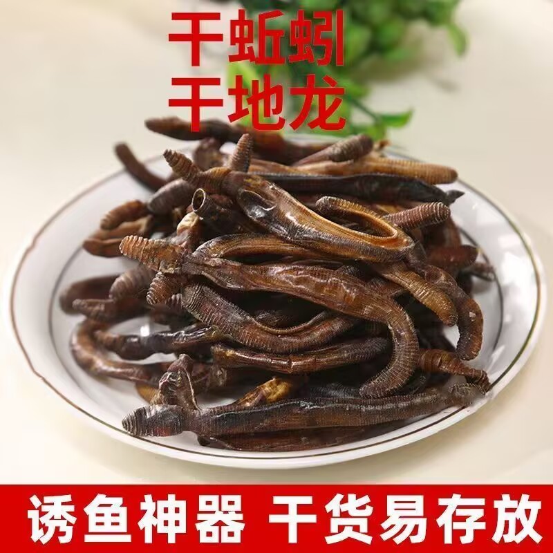 野生青蚯蚓干地龙干鱼饵黄鳝饵料鲜蚯蚓晒干钓鱼捕黄鳝黑蚯蚓地龙