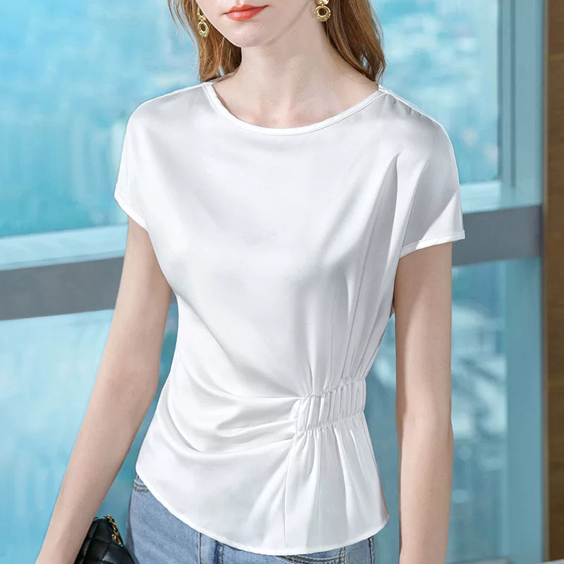 Shiffon summer T-shirt, European style, french style, with short sleeve, 2023 collection, western style