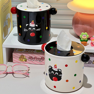 创意卡通可爱卫生间桌面纸巾盒防水卷纸置物盒大容量纸巾收纳筒