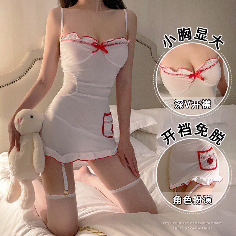 性格q趣诱惑内衣护士制服丝袜夜火纯欲趣味性衣服诱惑性感肚兜女