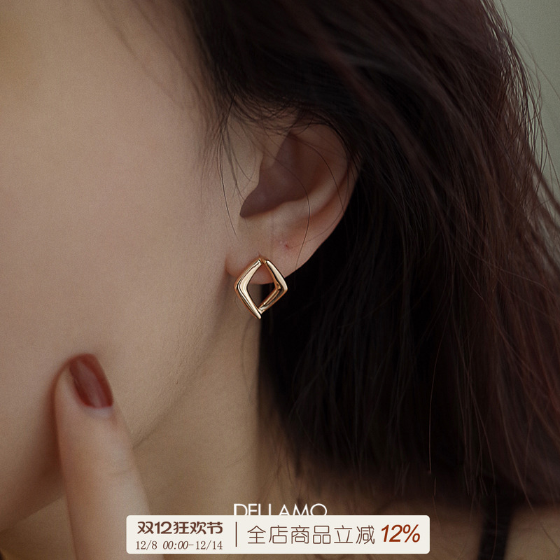 dellamo原创立体耳环女纯银
