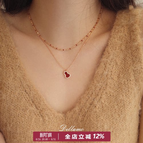 天然红玛瑙葫芦项链女