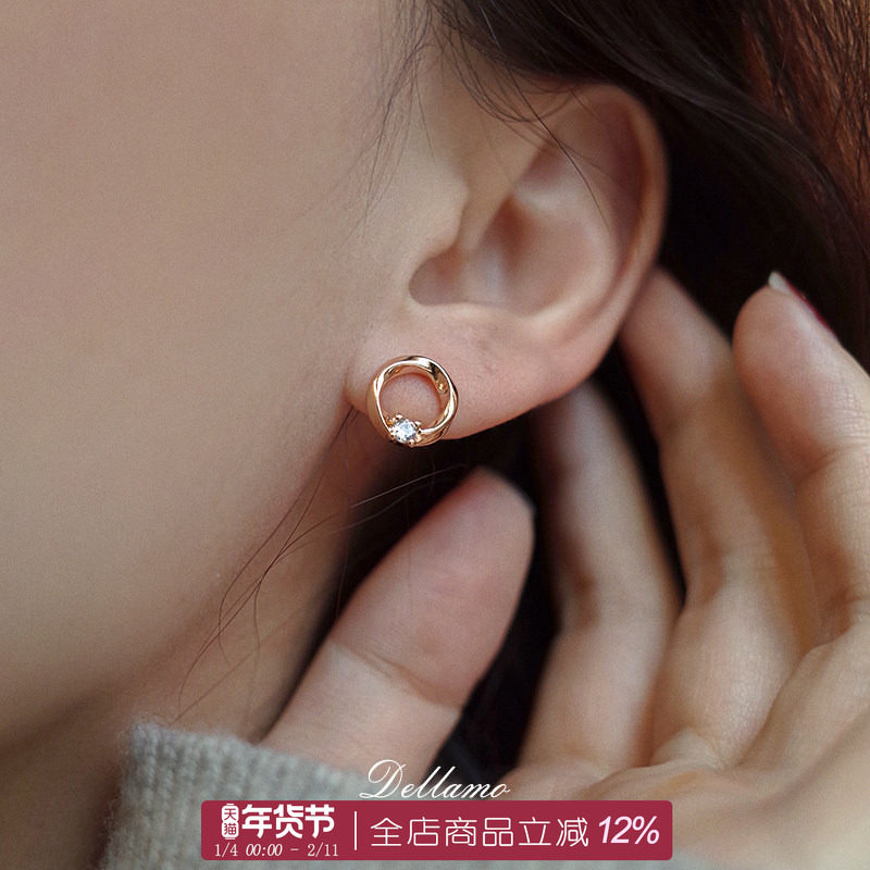 dellamo时光轨迹 高级感纯银耳钉女小众耳环轻奢耳饰秋冬通勤耳夹,饰品/流行首饰/时尚饰品新,耳钉,淘宝优惠券,粉丝福利购,淘宝优惠卷