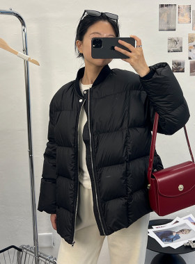 2025冬季新款90白鸭绒羽绒服女宽松加厚中长款百搭棒球领外套潮