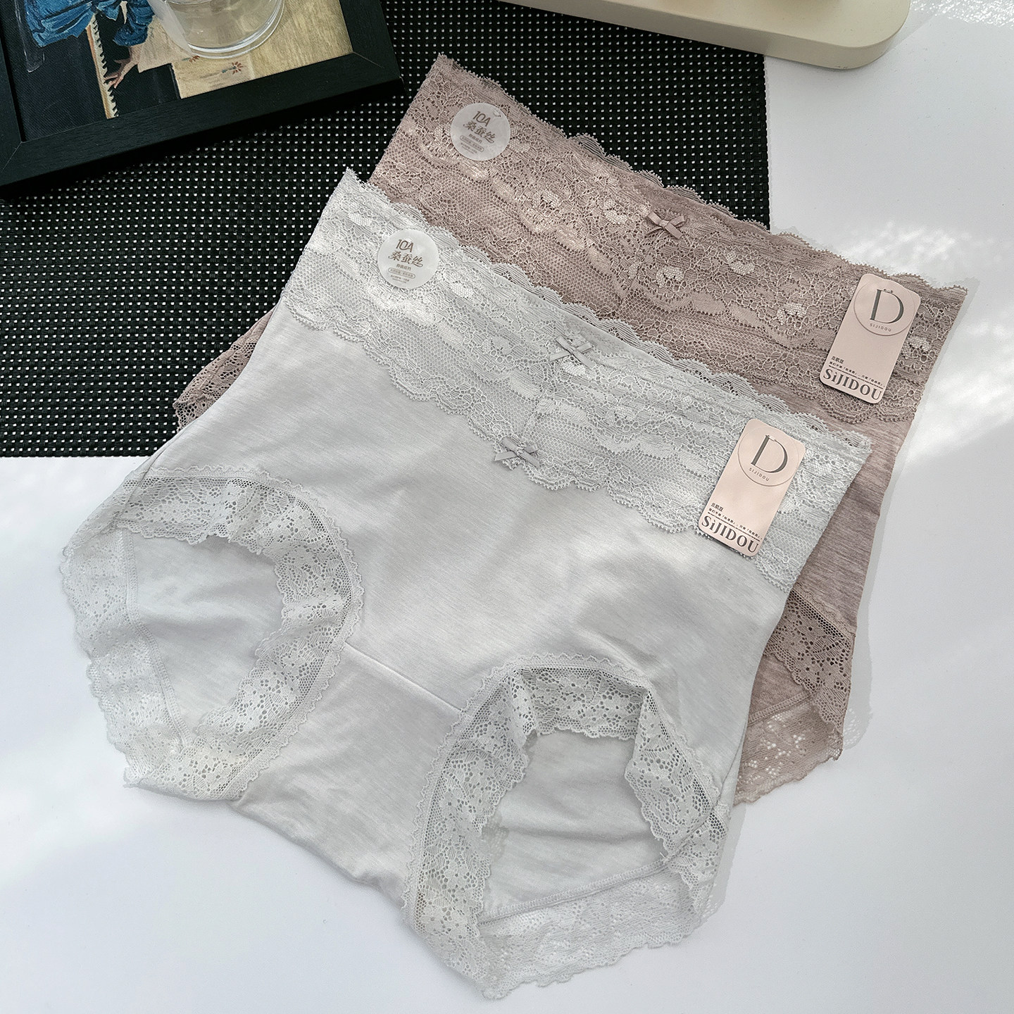 SIJIDOU花纱芭蕾裤女士中高腰内裤蕾丝边包臀柔软透气亲肤2827