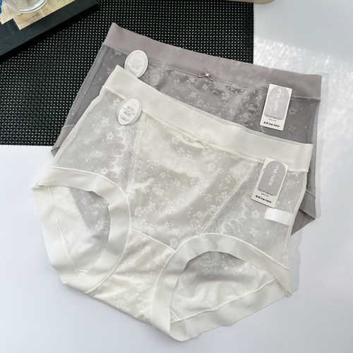 春夏薄款女士中腰内裤冰丝网纱
