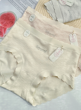 5847春夏新款亚麻透气莫代尔棉中腰女士内裤桑蚕丝裆无痕边