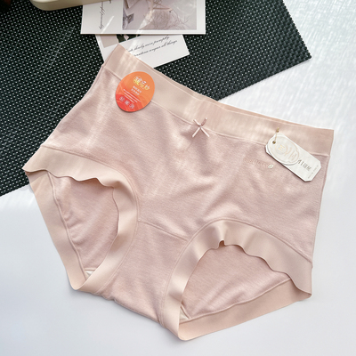 秋冬暖芯纱磨毛女士内裤纯色