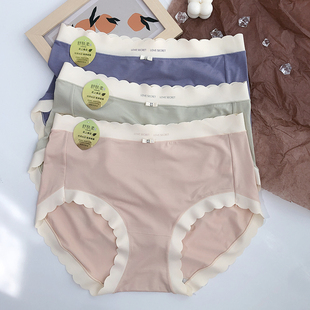 翘秘3414大码 中腰内裤 女弹力无痕亲肤包臀胖MM蝴蝶结三角裤