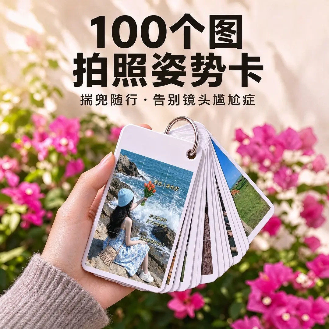万能拍照出片旅行拍照姿势引导卡片随身便携出片指导姿势构图卡片