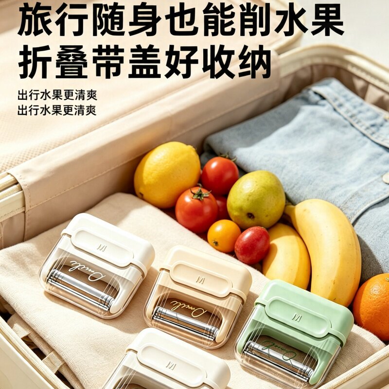 便携折叠带盖防刮手水果削皮器