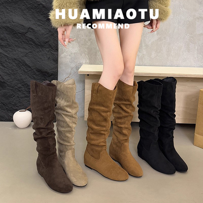 巨好看的显瘦内增高长靴女