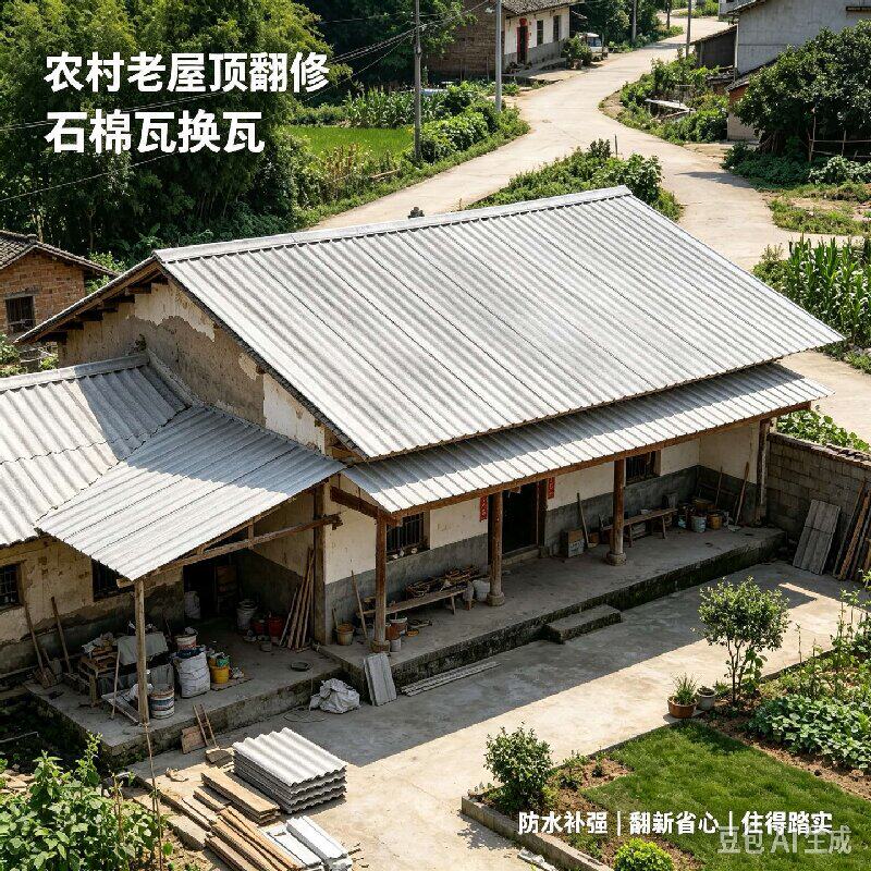建喜屋顶石棉瓦家用厂房新型加厚老式石棉瓦农村庭院雨棚防水隔热