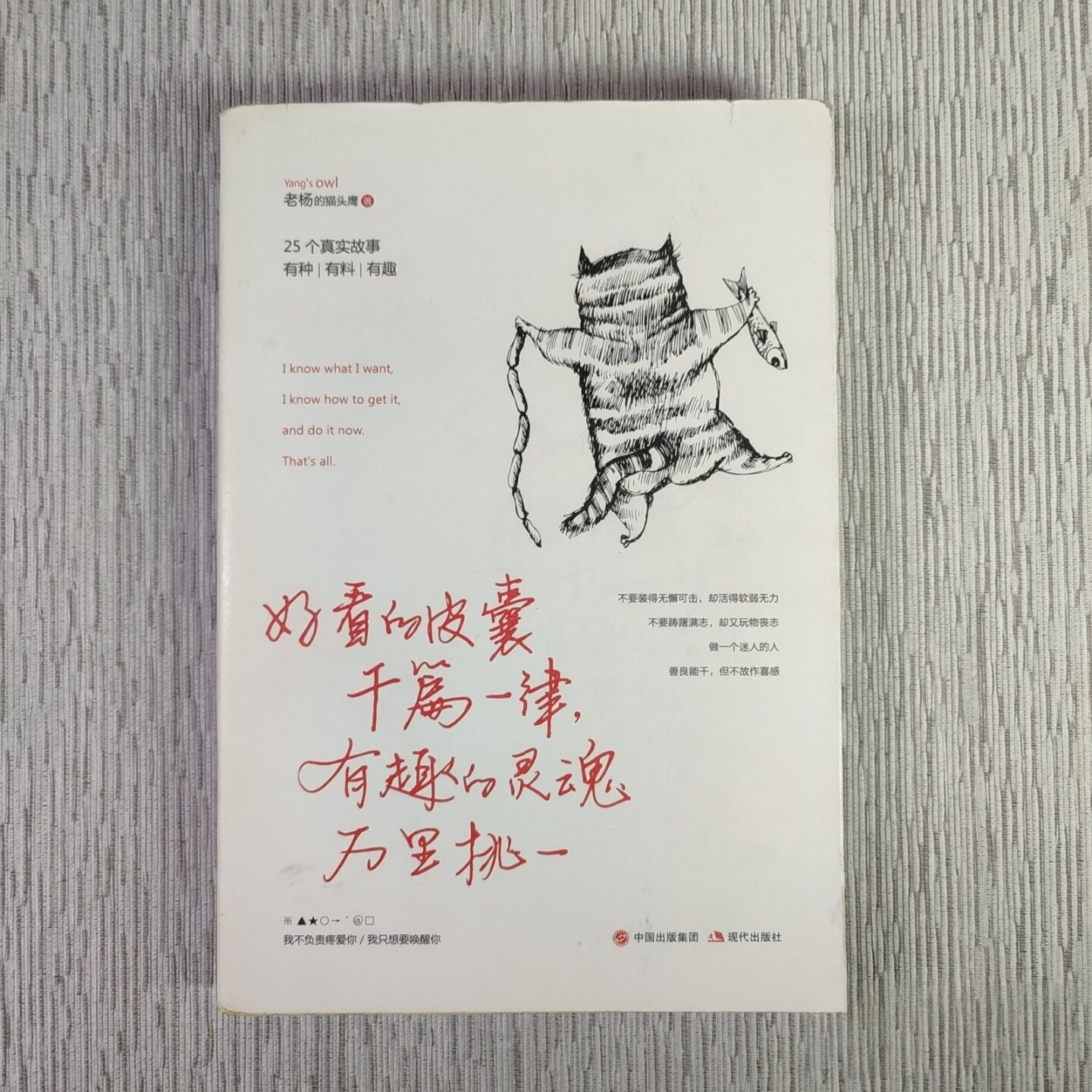 正版旧书 好看的皮囊千篇一律，有趣的灵魂万里挑一 老杨的猫头鹰 著 / 中国出版集团,现代出版社 / 2018-01 /