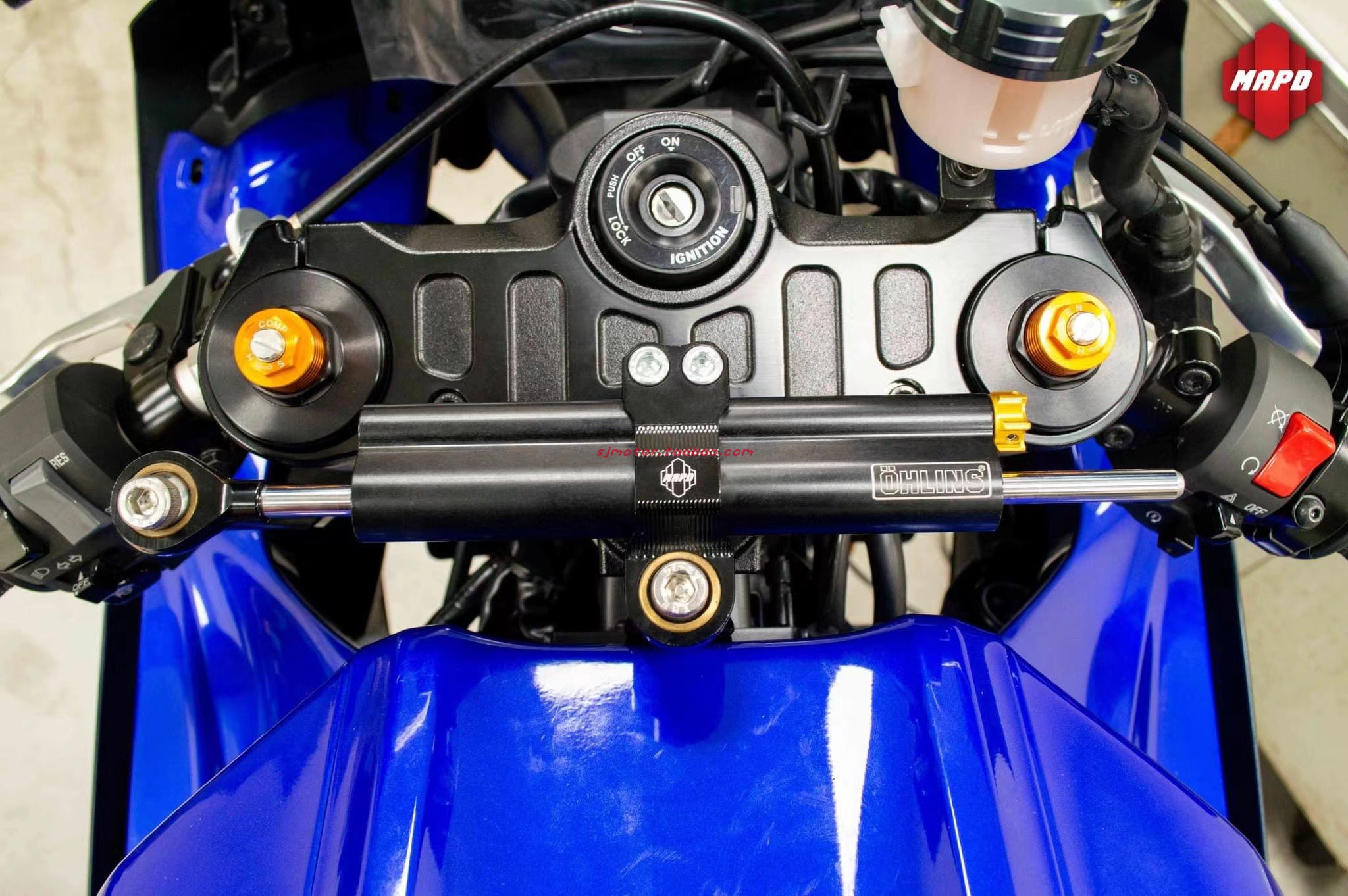 台湾MAPD 适用雅马哈R7 改装OHLINS/YSS钛尺防甩头底座支架转接码
