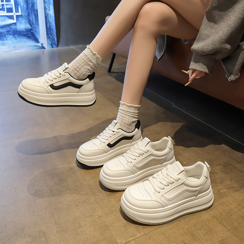真皮厚底小白鞋女2025年春秋时尚新款增高休闲板鞋百搭爆款女鞋子