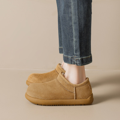 真皮厚底加绒加厚雪地棉鞋女保暖