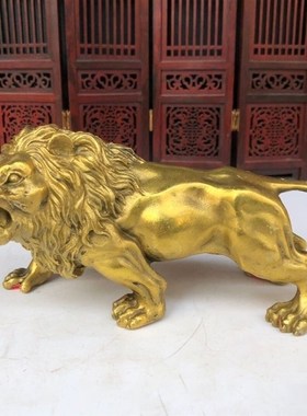 速发居铜雄狮摆件居 铜狮家  摆件 家黄摆件