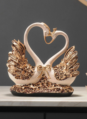 速发创意新中鹅客厅摆件家居工艺品电视酒柜装饰轻奢天式摆礼乔迁