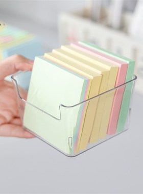 速发留便风舍克力便签桌面收纳盒透明抽屉学生宿亚白利贴文具收纳