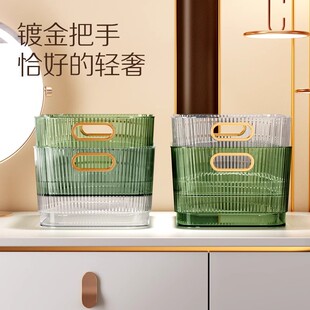 速发轻奢桌面化妆品收杂透梳妆台护肤品整理盒子盒明纳物收纳筐小