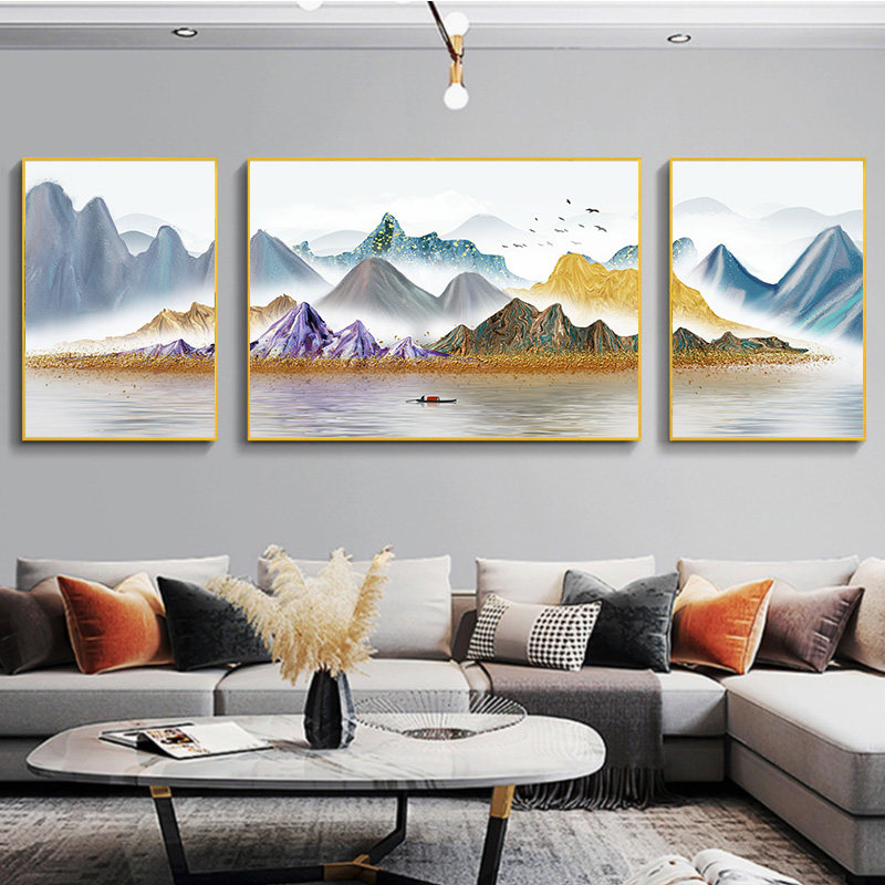 沙发背景墙客厅装饰画新中式