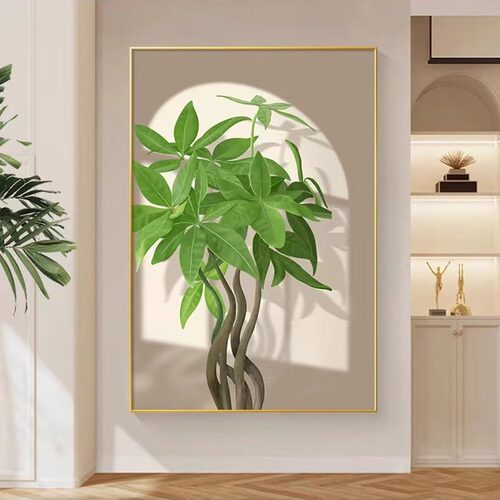 绿植玄关装饰画小清新现代简约客厅走廊过道挂画高级感进门入户画
