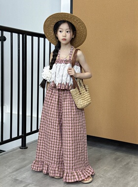 TOUKIDS2026春季新品粉格子白色刺绣多用抹胸裙子屁帘休闲百搭