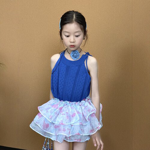 TOUKIDS2025春新款蓝色舒适吊带