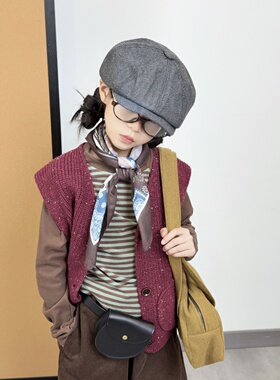 TOUKIDS2025新款儿童秋冬亲子款八角报童帽氛围感时髦百搭多色潮