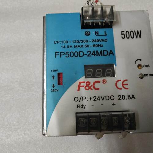 拆机台湾导轨电源fp500d-24mda金属外壳带风扇
