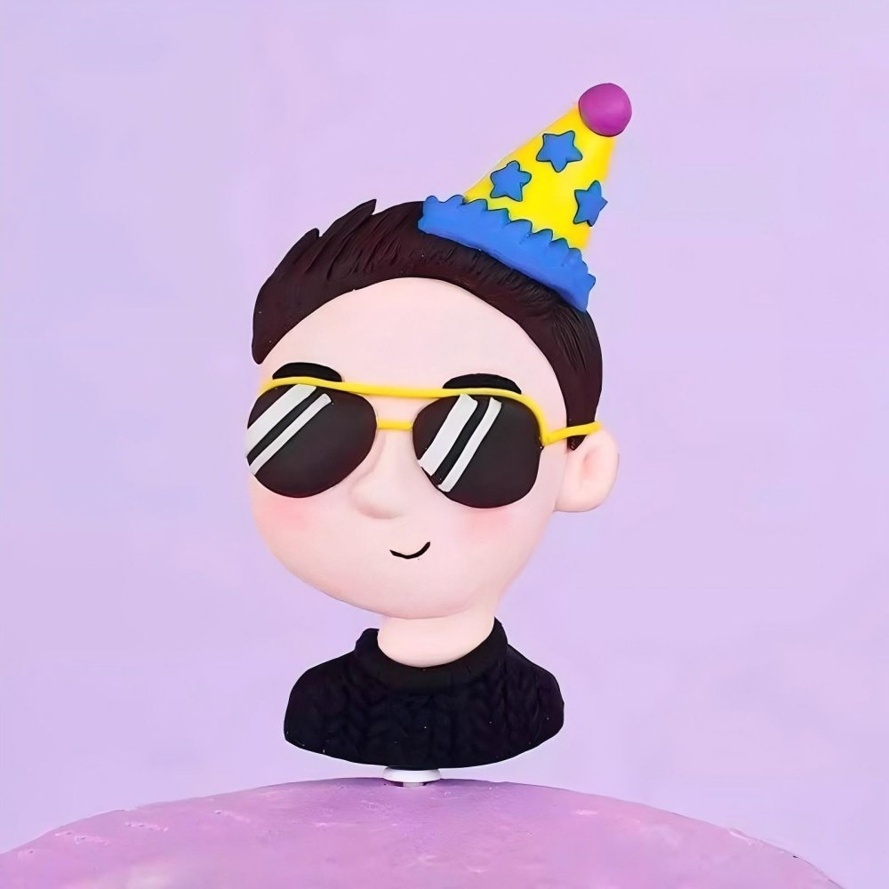 包邮软胶眼镜男蛋糕装饰摆件墨镜潮流男士玩偶男孩男神生日插件